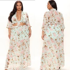 Fashion nova floral maxi skirt set plus size